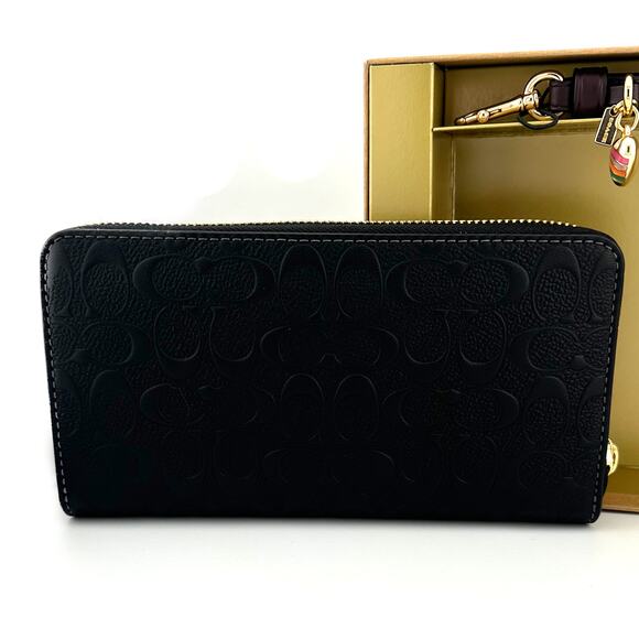 Coach Boxed Long Zip Around Wallet In Signature Leather in Black CF464 - Picture 2 of 8
